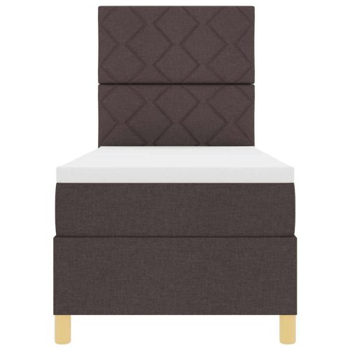 LED кутия за пружини с легло Тъмен кафяв 80 x 200 cm текстил