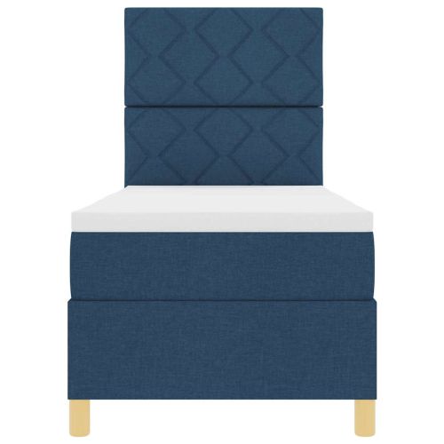 LED кутия за пружини с легло с матрак Синьо 80 x 200 cm текстил