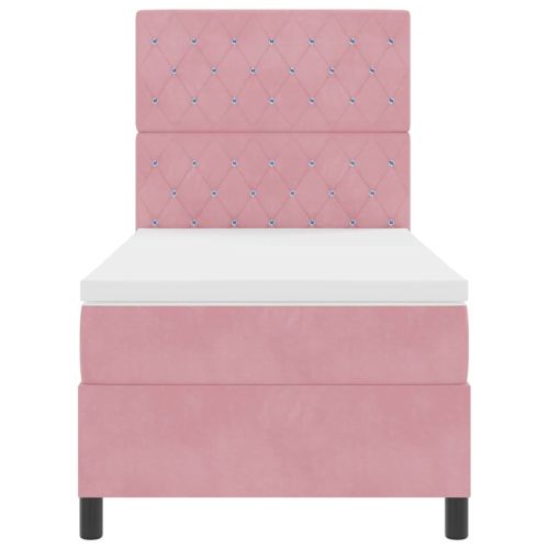 LED кутия за пружини с легло Розово 90 x 190 cm текстил