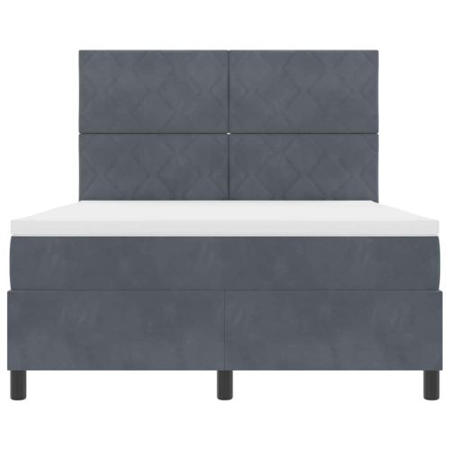 LED кутия за пружини с легло Тъмен сив 140 x 190 cm текстил