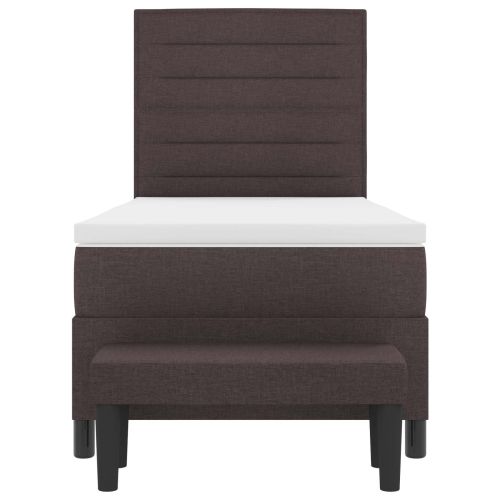 Легло с пружинирана основа Тъмен кафяв 80 x 200 cm текстил