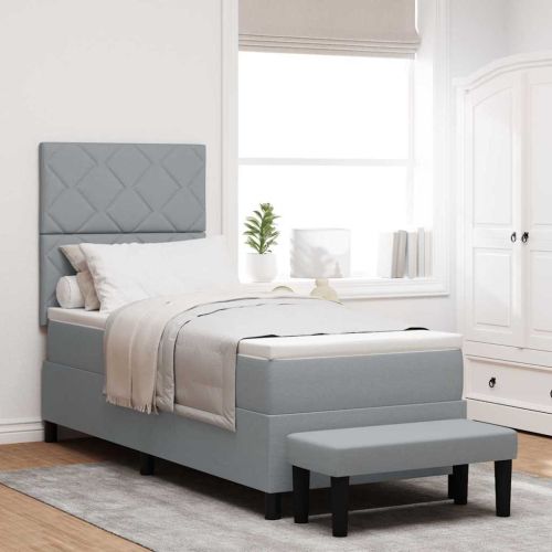 Легло с пружинирана основа Светлосиво 80 x 200 cm текстил