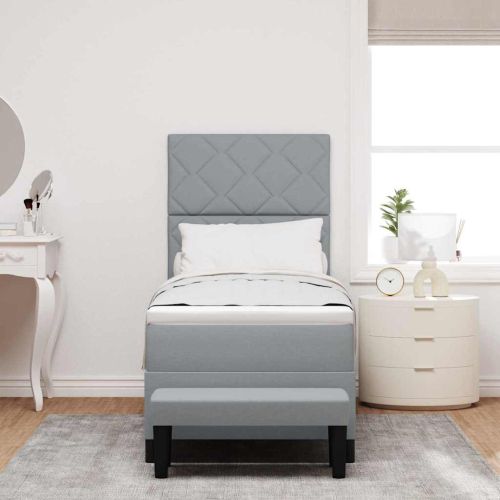 Легло с пружинирана основа Светлосиво 80 x 200 cm текстил