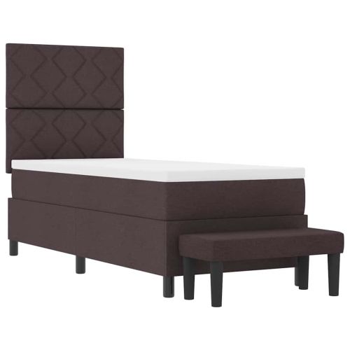 Легло с пружинирана основа Тъмен кафяв 80 x 200 cm текстил
