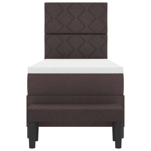 Легло с пружинирана основа Тъмен кафяв 80 x 200 cm текстил