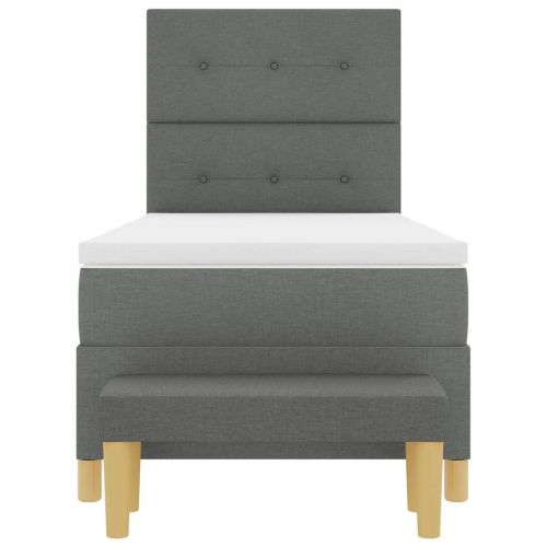 Легло с пружинирана основа Тъмен сив 90 x 190 cm текстил