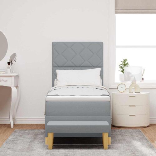 Легло с пружинирана основа Светлосиво 80 x 200 cm текстил