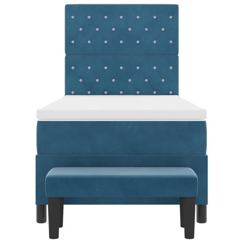 Легло с пружинирана основа Тъмносиньо 90 x 190 cm Кадифе