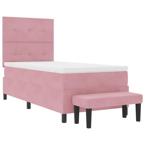 Легло с пружинирана основа с матрак Розово 90 x 190 cm Кадифе