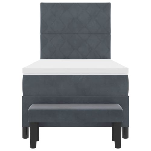 Легло с пружинирана основа с матрак Тъмносив 90 x 190 cm Кадифе