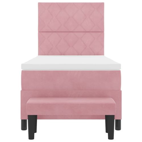 Легло с пружинирана основа с матрак Розово 90 x 190 cm Кадифе