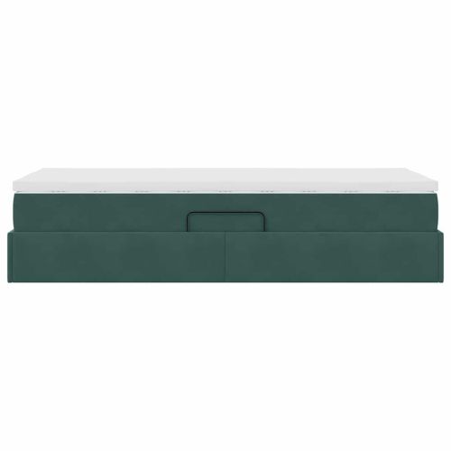 Легло с място за съхранение и матрак Тъмен зелен 90 x 190 cm