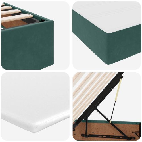 Легло с място за съхранение и матрак Тъмен зелен 90 x 190 cm