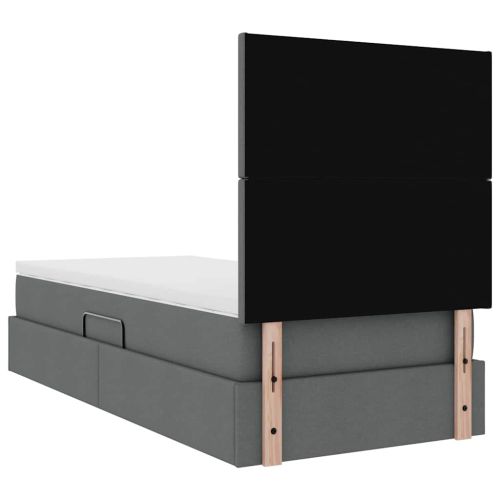Легло с място за съхранение и матрак Тъмен сив 90 x 190 cm