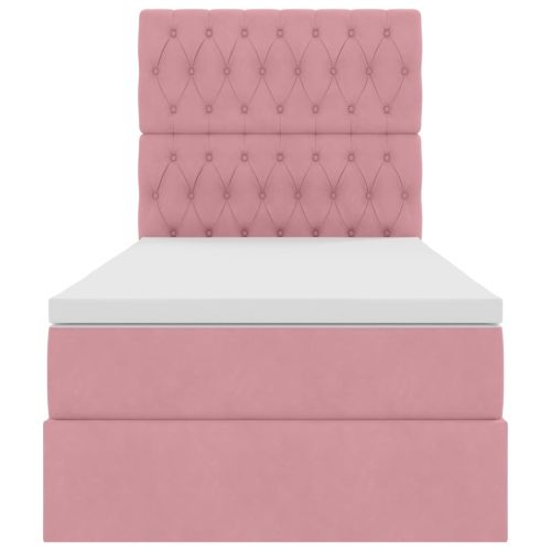 Легло с място за съхранение и матрак Розово 90 x 190 cm Кадифе