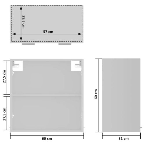 Висящ стъклен шкаф "Lyon", бял, 60x31x60 см, инженерно дърво