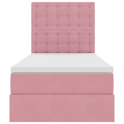 Легло с място за съхранение и LED Розово 90 x 190 cm Кадифе