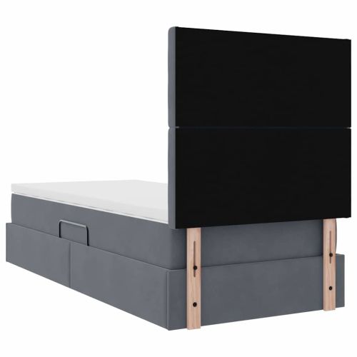 Легло с място за съхранение и LED Тъмен сив 90 x 190 cm Кадифе
