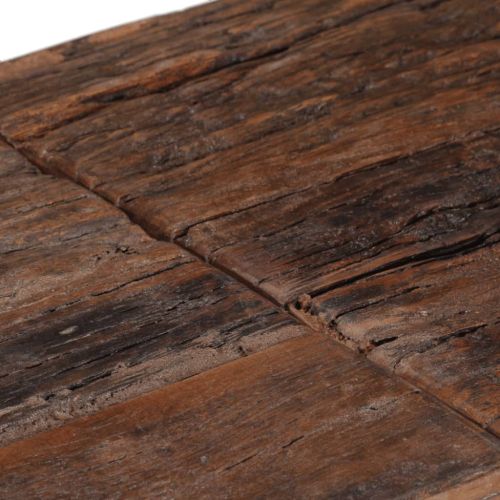 Конзолна маса, сребриста, инокс и дърво от траверси масив