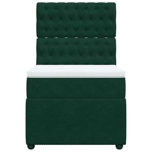 Боксспринг легло с матрак, тъмнозелено, 80x200 см, кадифе