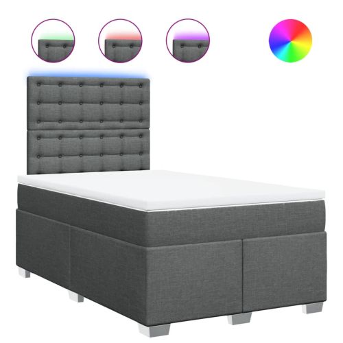 Боксспринг легло с матрак, тъмносиво, 120x190 см, плат