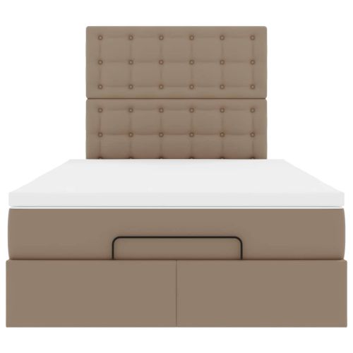Османска легло с матрак&LED капучино 120x190 см изкуствена кожа