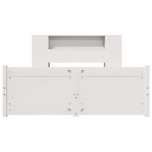 Легло с етажерка за книги, без матрак, 140x190 см, бор масив