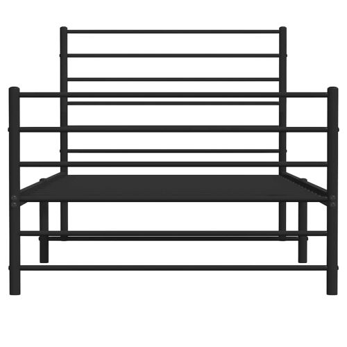 Метална рамка за легло с горна и долна табла, черна, 90x200 см