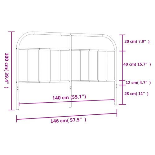 Метална резервна табла за легло, черна, 140 см