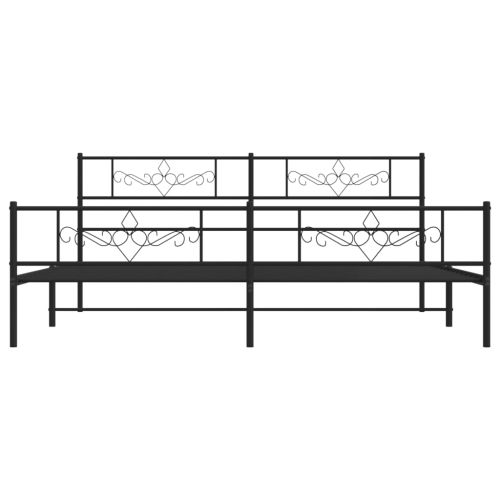 Метална рамка за легло, без матрак, с табли, черна, 180x200 см