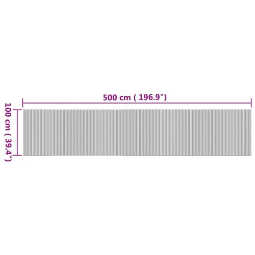 Килим, правоъгълен, натурален, 100x500 см, бамбук