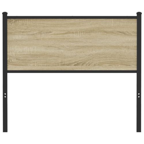 Резервна табла за легло, сонома, 107 см, инженерно дърво и стомана