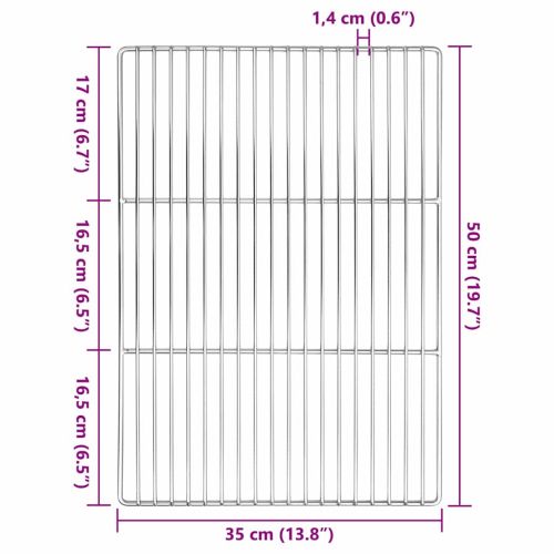 Решетка за грил Сребрист 50 x 35 cm Неръждаема стомана