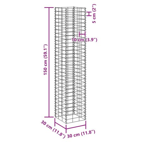 Габиони повдигнати лехи, 3 бр, 30x30x150 см, желязо