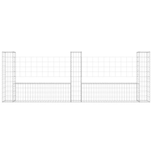 U-образна габионна кошница с 3 стълба, желязо, 260x20x100 см