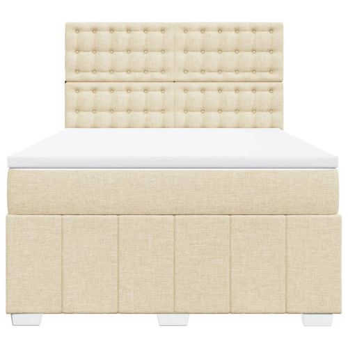 Боксспринг легло с матрак, кремава, 140x200 см, плат