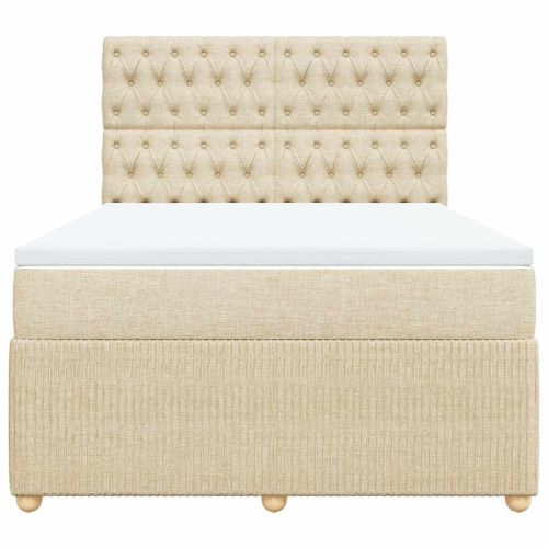 Боксспринг легло с матрак, кремава, 140x200 см, плат