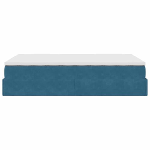 Османска легло с матрак, тъмносиньо, 120x190 см, кадифе