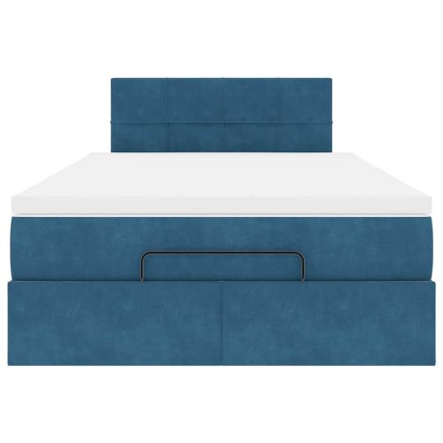 Османска легло с матрак и LED, тъмносиньо, 120x190 см, кадифе