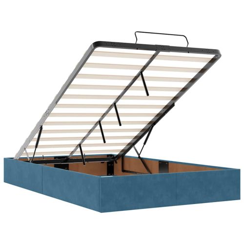 Османска легло с матраци, тъмносиньо, 120x190 см, кадифе