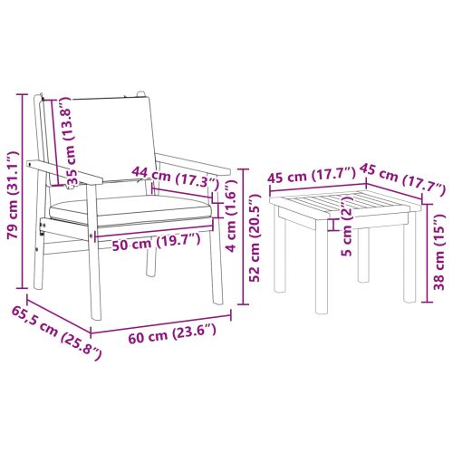 Градински Софа Комплект 6 pcs Кафяво Солидно акациево дърво