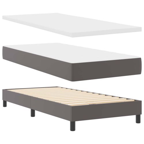 Легло с пружинирана основа с матрак Сив 90 x 200 cm Изкуствена
