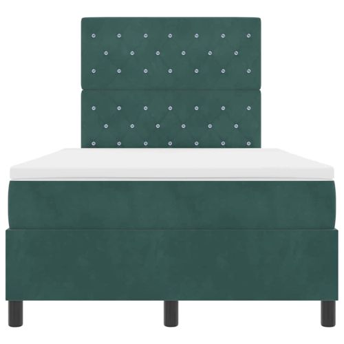 Легло с пружинирана основа Тъмен зелен 120 x 190 cm текстил