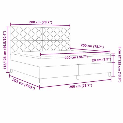 Легло с пружинирана основа Тъмен зелен 200 x 200 cm текстил