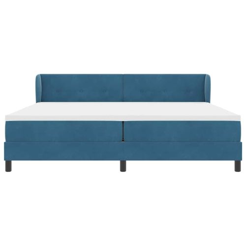 Легло с пружинирана основа Тъмносиньо 200 x 200 cm Кадифе