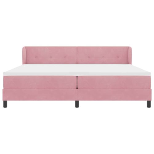 Легло с пружинирана основа с матрак Розово 200 x 200 cm Кадифе