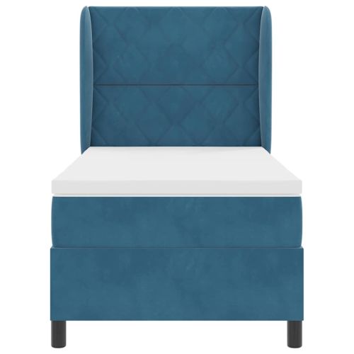 Легло с пружинирана основа Тъмен син 200 x 100 cm Полиестер