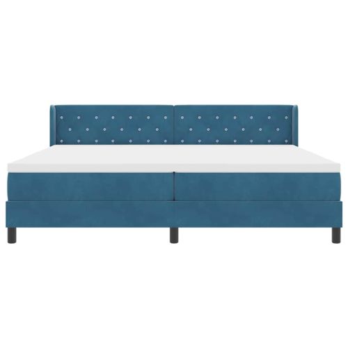 Легло с пружинирана основа Тъмен син 200 x 200 cm Полиестер