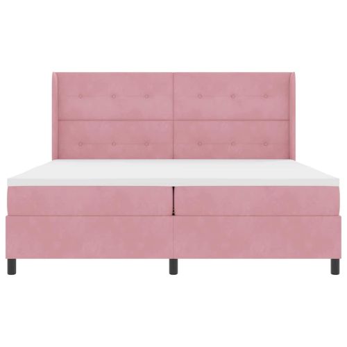 Легло с пружинирана основа с матрак Розово 200 x 200 cm Кадифе