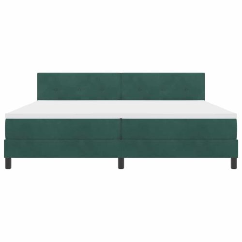 LED кутия за пружини с легло Тъмен зелен 200 x 200 cm Кадифе